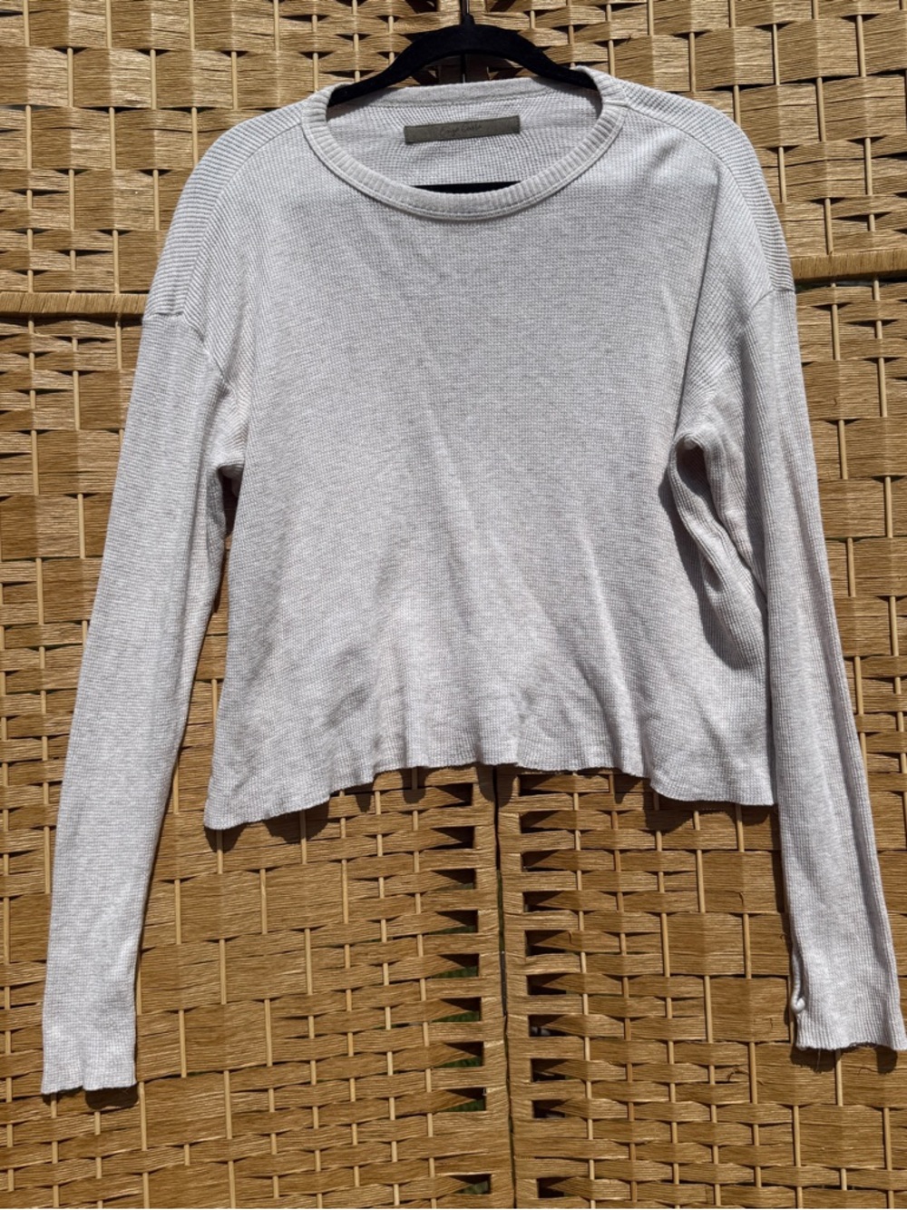 Enza Costa Light Gray Long-Sleeve Ribbed Crewneck Top Women’s Small